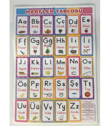 HARFLER TABLOSU ÖĞRENCİ BOY 30X42 CM