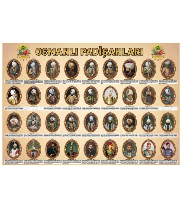 OSMANLI PADİŞAHLARI PANOSU 70X100 CM