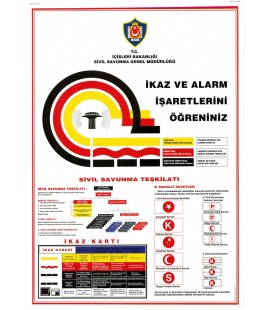 SİVİL SAVUNMA VE İKAZ ALARM İŞARETLERİ 50X70 CM