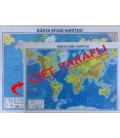 DÜNYA HARİTASI ÇİFT TARAFLI (SİYASİ&FİZİKİ-ÇITALI)
