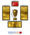 Atatürk Köşesi - Pirinç Görünümlü Ayna Yansımalı Metal Set (6'lı Set)