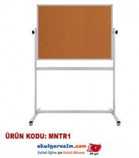 360° DÖNERLİ ÇİFT TARAFLI TEKERLEKLİ MOBİL MANTAR PANO