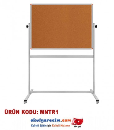 360° DÖNERLİ ÇİFT TARAFLI TEKERLEKLİ MOBİL MANTAR PANO