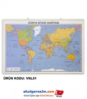 Dünya Siyasi Haritası - Vinil / Branda Baskı (110x74 cm)