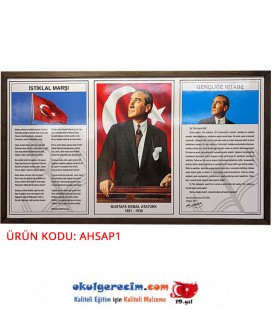 AHŞAP ÇERÇEVELİ STANDART BOY MİLLİ LEVHA (87x49 cm)