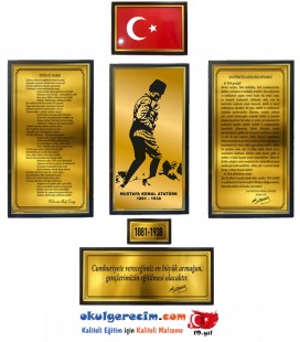 Atatürk Köşesi - Pirinç Görünümlü Metal Set (6'lı Set)